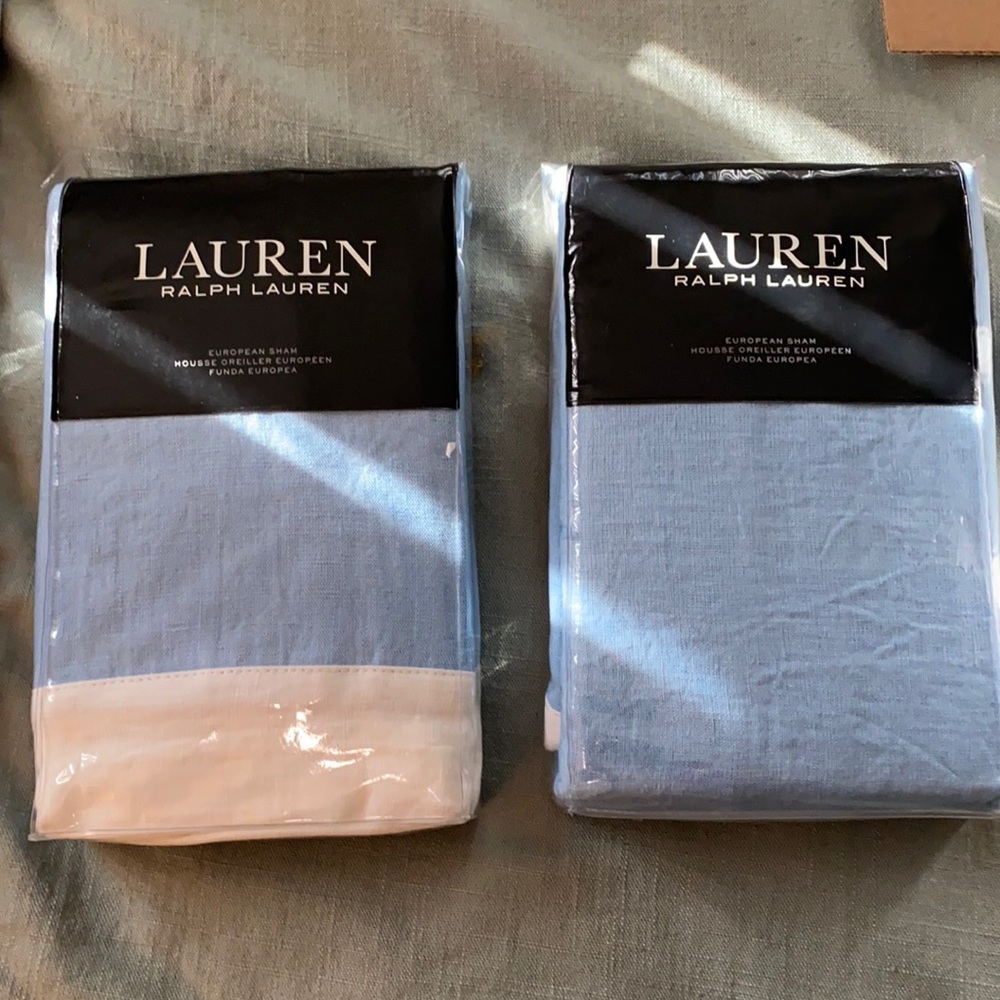 Ralph Lauren - linen Euro shams 26x26 Joanna Linen Frame - Picture 2 of 6